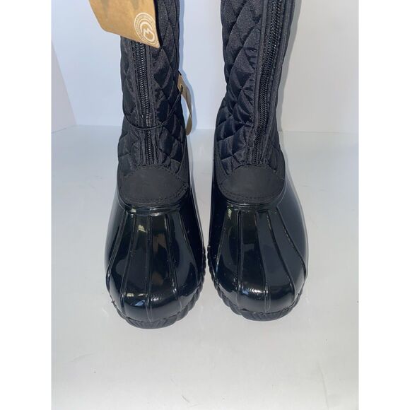 Magellan Quilted Duck Boots Rain Outdoor Faux Fur Black Rubber Zipper Womens 7 - Picture 5 of 14